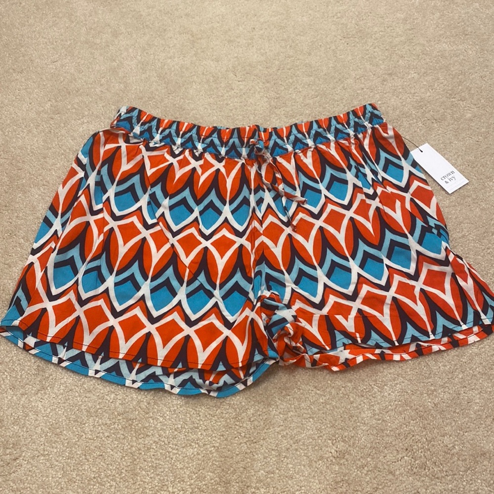 Crown & Ivy orange/blue/white shorts, new with tags!
